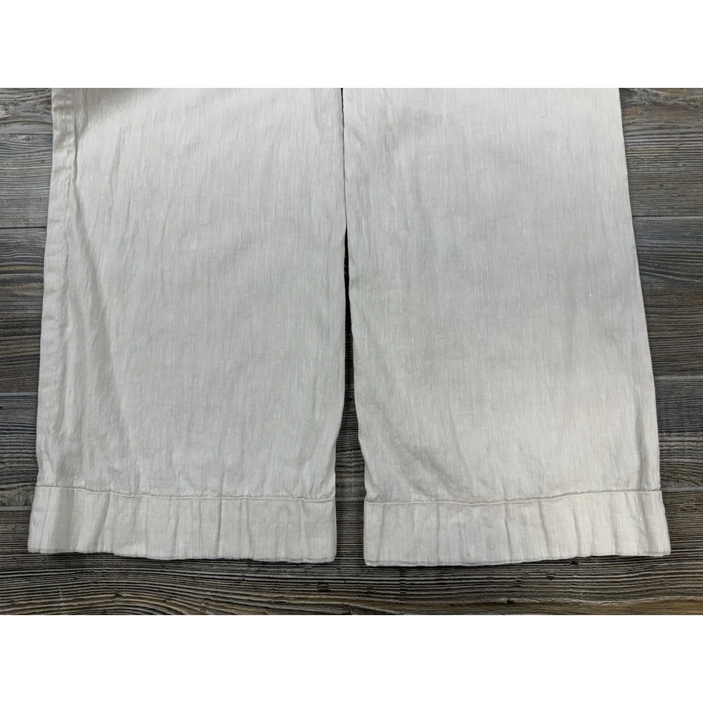 BCBG Maxazria Trouser Pants Beige Linen Blend Wide Leg Size 8 Coastal Preppy - Picture 4 of 13